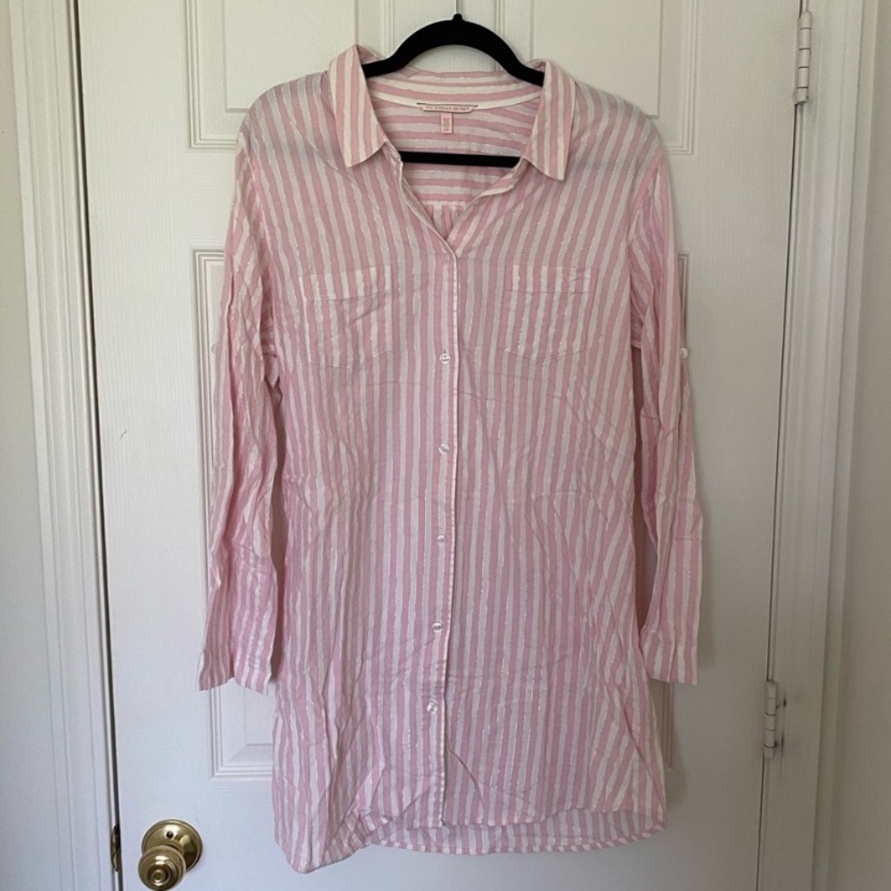 Victoria's Secret Pink and White Striped Sleep Shirt